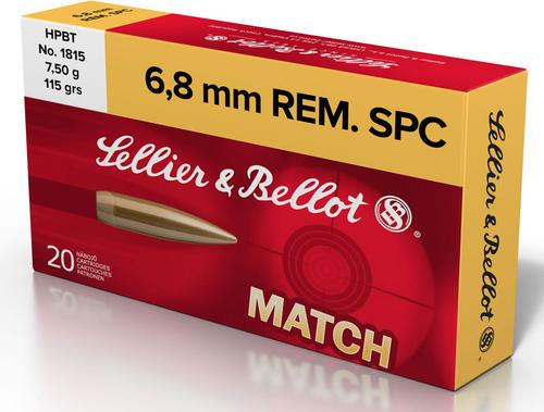Sellier & Bellot Rifle Ammunition SB68D, 6.8 MM, BTHP, 115 GR, 2477 fps, 20 Rd/bx