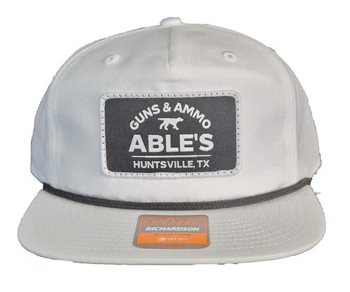 Able's Cap 256 Umpqua, White, Black Rope, Dog Logo