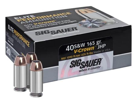 Sig Sauer Elite Performance Pistol Ammunition E40SW150, 40 S&W, JHP, 165 GR, 1090 fps, 50 Rd/Bx