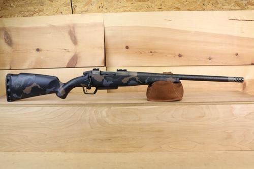 Fierce Carbon Rogue XP Rifle, 22 Creedmoor, 18", Carbon Bull Barrel, Radial Brake, Distressed Tan/Custom Chopped Carbon Camo Finish
