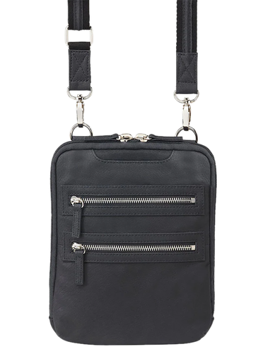 Gun Tote'n Mamas Essential Crossbody Bag (GTM-109/BK) Fits Small Pistols & Revolvers, Black Leather, Ambidextrous Hand