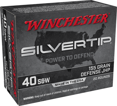 Winchester Silvertip Pistol Ammunition W40SWST, 40 Smith & Wesson, Silvertip, 155 GR, 1205 fps, 20 Rd/bx