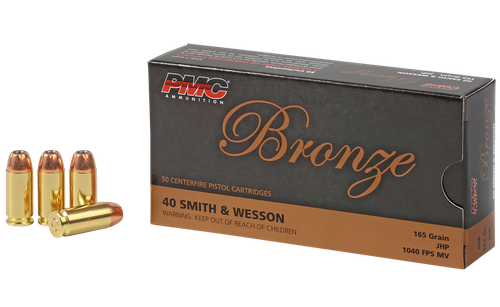 PMC Bronze Line Pistol Ammunition 40B, 40 S&W, Jacketed Hollow Point (JHP), 165 GR, 1040 fps, 50 Rd/bx