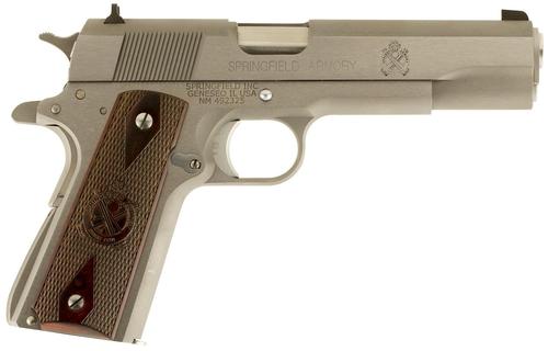 Springfield 1911 Mil-Spec Pistol PB9151LCA, 45 ACP, 5", Cocobolo Grips, Stainless Steel Finish, 7 Rds