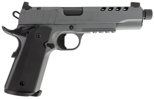 Tisas Night Stalker SF Pistol 10100556, 45 ACP, 5in, Black Anodized Aluminum, Gray Cerakote Finish, 8 Rds