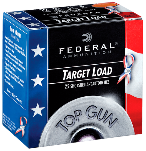 Federal Target Load Top Gun ShotShells TGL12US8, 12 Gauge, 2.75 in, 1-1/8 oz, 1145 fps, #8 Target Load Shot, 25 Rds/Bx