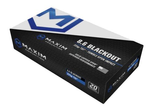 Maxim Defense Tumble Upon Impact (TUI) Rifle Ammunition, 8.6 Blackout, 235 GR, Solid Copper Spun, 20 Rd/Bx