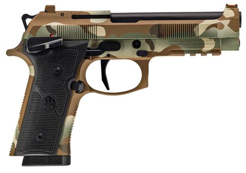 Beretta 92Xi SAO Pistol SPEC0733A18, 9mm, 4.70", Black Textured Grips, Multicam Cerakote Finish, 18 Rds