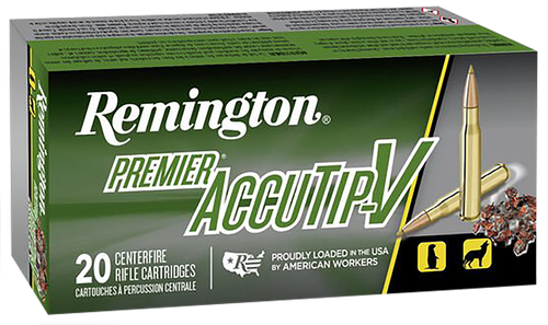 Remington Premier Accutip Rifle Ammunition PRA204B, 204 Ruger, Accutip-V Boat Tail, 40 GR, 3900 fps, 20 Rd/bx