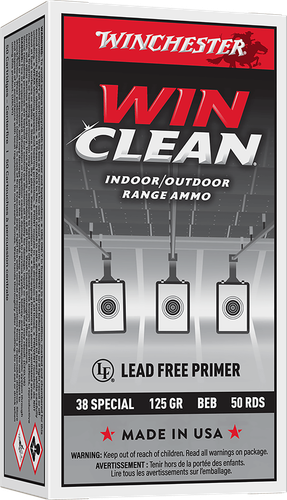 Winchester WinClean Handgun Ammunition WC381, 38 Special, Jacketed  Soft Point (SP), 125 GR, 775 fps, 50 Rd/bx