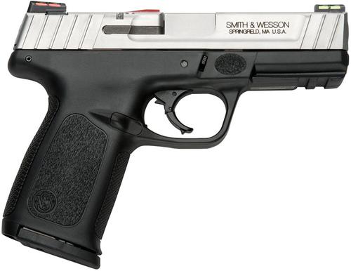 Smith & Wesson SD VE (CA Approved) Pistol 11907, 9mm, 4 in, Textured Polymer Grip, Stainless Finish, HiViz Sights, 10 Rd