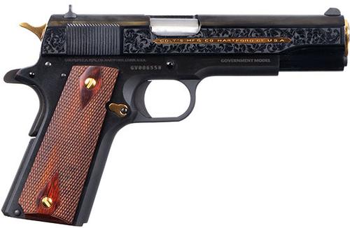 Colt 1911 Heritage Pistol O1911C38DHM, 38 Super, 5", Wood Grips, Polished Blued Finish, 7 Rd
