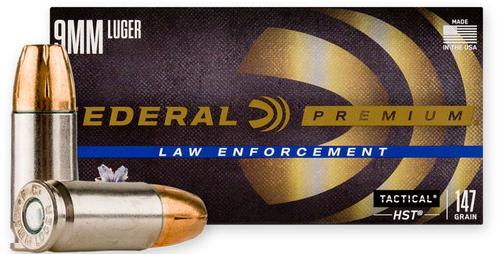 Federal Premium Law Enforcement Handgun Ammunition P9HST2, 9mm Luger, HST (JHP), 147 GR, 50 Rd/Bx