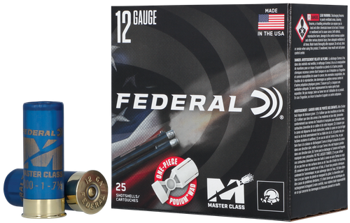 Federal Cartridge Master Class Shotgun Shells, 12 Gauge, 2-3/4", 1 1/8 oz, 1235 fps, 8 Shot, 25 Rd/bx