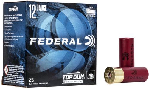 Federal Premium Top Gun Subsonic Target Shotshells TGM12375, 12 Gauge, 2-3/4", 1-1/8 oz, 900 fps, #7.5 Lead Shot, 25 Rds/Bx
