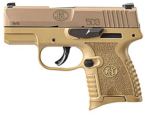 FN Herstal 503 Pistol 661000989, 9mm Luger, 3.10", Polymer Grips, FDE Finish, 8 Rds