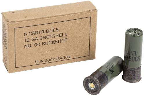Winchester Military Grade Ammunition Q1544, 12 Gauge, 2-3/4", 9 Pellets, 1325 fps, #00 Buck, 5 Rd/bx
