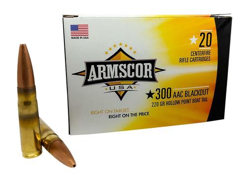 Armscor USA Competition Rifle Ammunition FAC300AAC3N, 300 Blackout, Hollow Point Boat Tail, 220  GR, 1016  fps, 20 Rd/bx