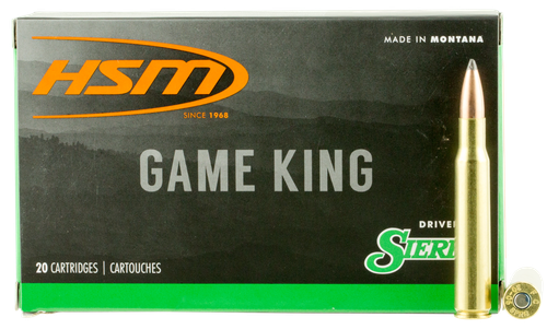 HSM Game King Rifle Ammunition 300RUM13N, 300 Rem Ultra Mag, Spitzer Boat Tail, 180 GR, 20 Rd/Bx