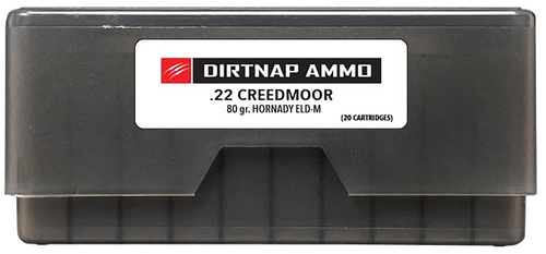 Fierce Dirt Nap Rifle Ammunition DNP22CM80GRELDM, 22 Creedmoor, Extremely Low Drag-Match, 80 gr, 3250 fps, 20 Rd/Bx