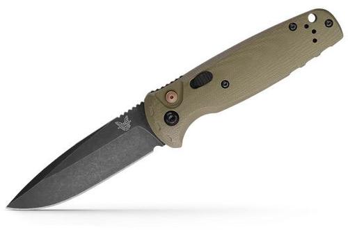 Benchmade CLA Automatic Knife w/Drop-Point Black DLC Battlewash Plain Edge Blade, OD Green G10 Handle (4300BK-02)