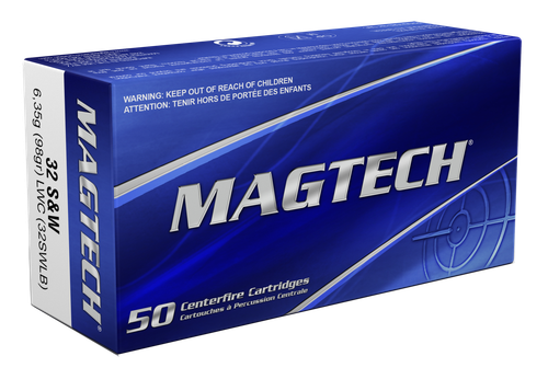 Magtech Sport HuntingPistol Ammunition 32SWLB, 32 S&W Long, Lead Wadcutter, 98 GR, 682 fps, 50 Rd/bx