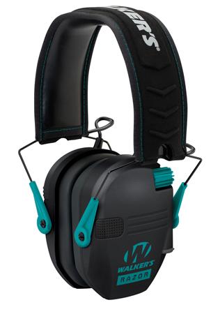 Walkers Game Ear Razor Slim Shooter Folding Earmuff, Teal & Black (GWPRSEMTL)
