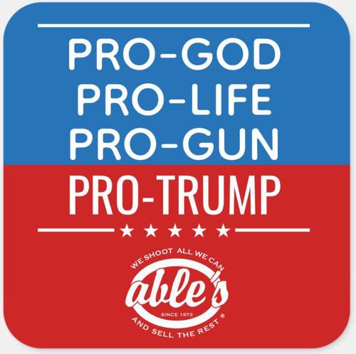 Able's CAR/SUV Window Sticker, 3", PRO-GUN (STICKERJ)