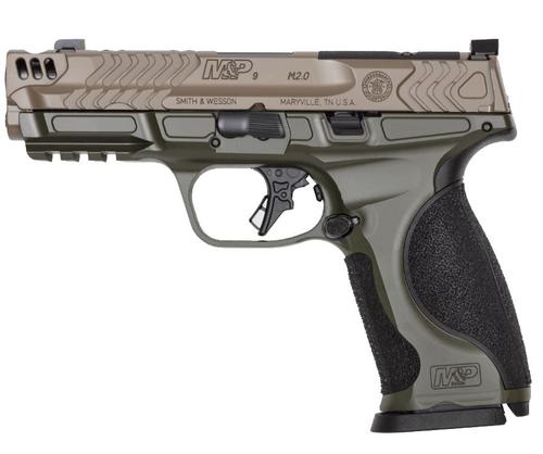 Smith & Wesson M&P9 M2.0 Performance Center Metal Carry Comp Pistol 14438, 9mm, 4.25 in, FDE/ODG Two-Tone Cerakote, Optic Ready, Ported Barrel, 17 Rd