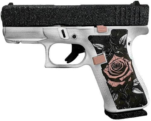 Glock G43X Pistol PX4350204NRGT, 9mm Luger, 3.41in, Black w/Rose, Tango Glitter Cerakote Finish, 10 Rds