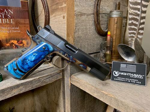 Nighthawk Custom Turnbull VIP I 9555, 45 ACP, 5", Cross Cut Mammoth Ivory Grips, Case Hardned Finish, 8 Rds