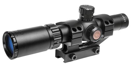 TruGlo Tru-Brite Rifle Scope TG8514BT, 1x-4x, 24mm Obj, 30mm Tube, Black, Fine Crosshair Reticle