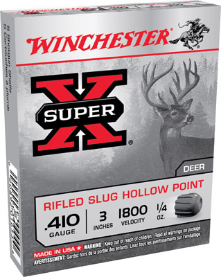 Winchester Super X Lead Rifled Slug X413RS5, 410 Gauge, 3", 1/4 oz, 1800 fps, 5 Rd/bx