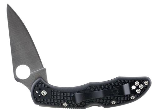 Spyderco Delica Flat Ground Plain Edge Folding Knife w/Fiberglass Reinforced Nylon Black Handle (C11FPBK)