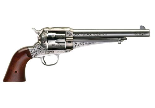 Taylors 1875 Army Outlaw Revolver 550382, 357 Mag, 7.50", Walnut Grips, Engraved Stainless Finish, 6 Rds