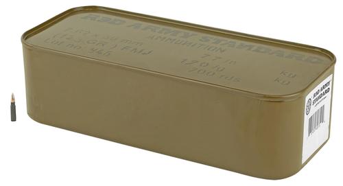 Red Army Standard Rifle Ammunition A2002, 7.62x39mm, Full Metal Jacket Boat Tail, 123 gr, 700 Rd/Bx