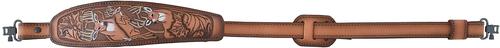 AA&E Leathercraft Leaping Deer and Deer Head Trophy Sling w/Metal Swivels, Tan (8504759S270)