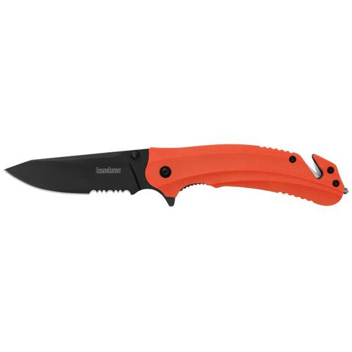 Kershaw Barricade Modified Clip Point Multi-Purpose Tool Knife w/Serrated Edge & Glass Filled Nylon Orange Handle (8650ST)