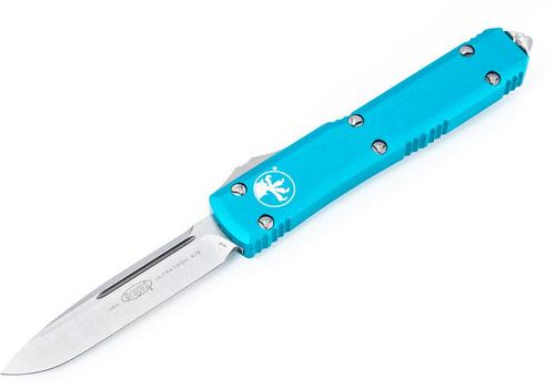 Microtech Ultratech OTF Automatic Knife, Stonewashed Single Edge, Turquoise (121-10TQ)