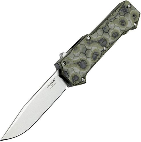 Hogue Compount Out the Front Automatic Knife w/Clip Point Blade, Tumbled Finish (34038)