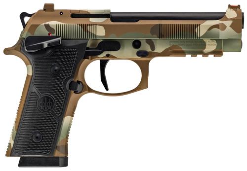 Beretta 92Xi SAO Pistol SPEC0733A15, 9mm, 4.70", Black Textured Grips, Multicam Cerakote Finish, 15 Rds