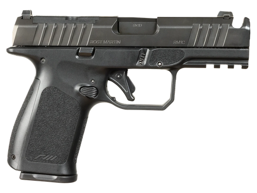 Rost Martin RM1C Compensated Pistol, RM1CBLKOSPCOMP, 9mm, 4", Polymer Black RGT Grip, Black Tenifer Slide, Ambidextrous, 17 Rds