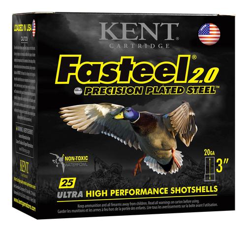 Kent Fasteel 2.0 Shotshells K203FS243, 20 Gauge, 3", 7/8 oz, 1550 fps, #3 Steel Shot, 25 Rds/bx