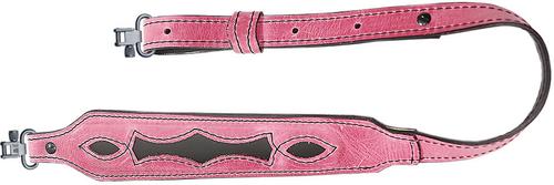 AA&E Leathercraft Black Leather Inlay LT SLing w/Metal Swivels, Pink (8503720S670)