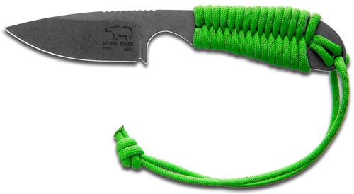 White River Knives Backpacker Knife, Reflective Neon Green Paracord Handle w/Kydex Sheath (WRBPRG)