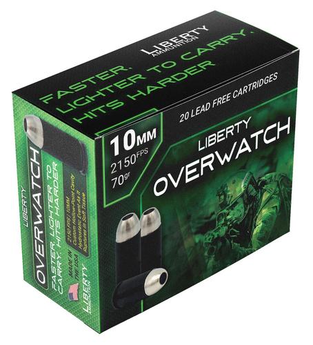 Liberty OverWatch Pistol Ammunition LAOW10MM702150, 10mm, Open Cavity Design (OCD), 70 gr, 2150 fps, 20 Rd/Bx