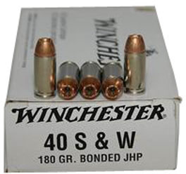 Winchester USA Pistol Ammunition Q4369, 40 S&W, Jacketed Hollow Point Bonded, 180 GR, 50 Rd/bx