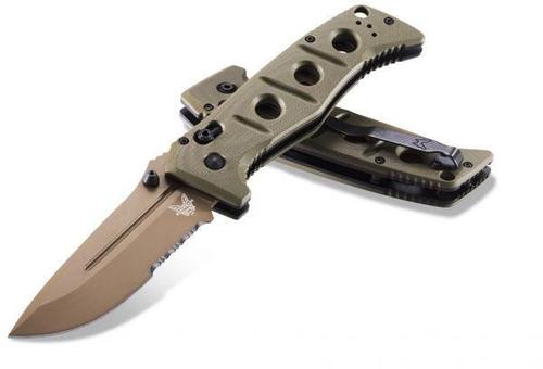 Benchmade Adamas Folding Knife w/FDE Serrated Edge Stainless Steel Drop Point Blade (275SFE-2)