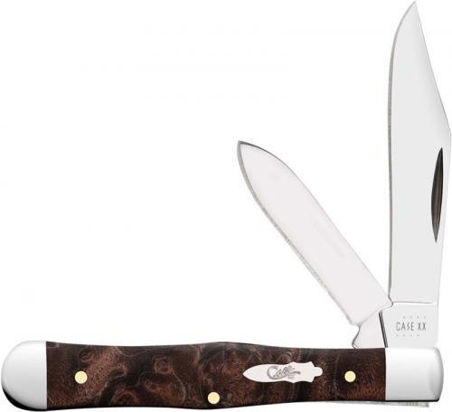 Case Knives Brown Maple Burl Wood Small Swell Center Jack Knife (64061)