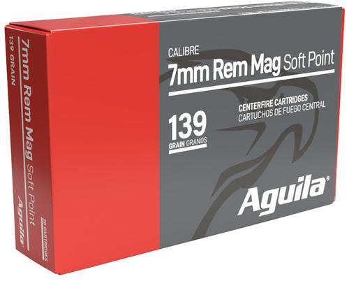Aguila Rifle Ammunition 80591AG, 7mm Rem, InterLock Boat Tail Soft Point, 139 gr, 3140 fps, 20 Rd/Bx
